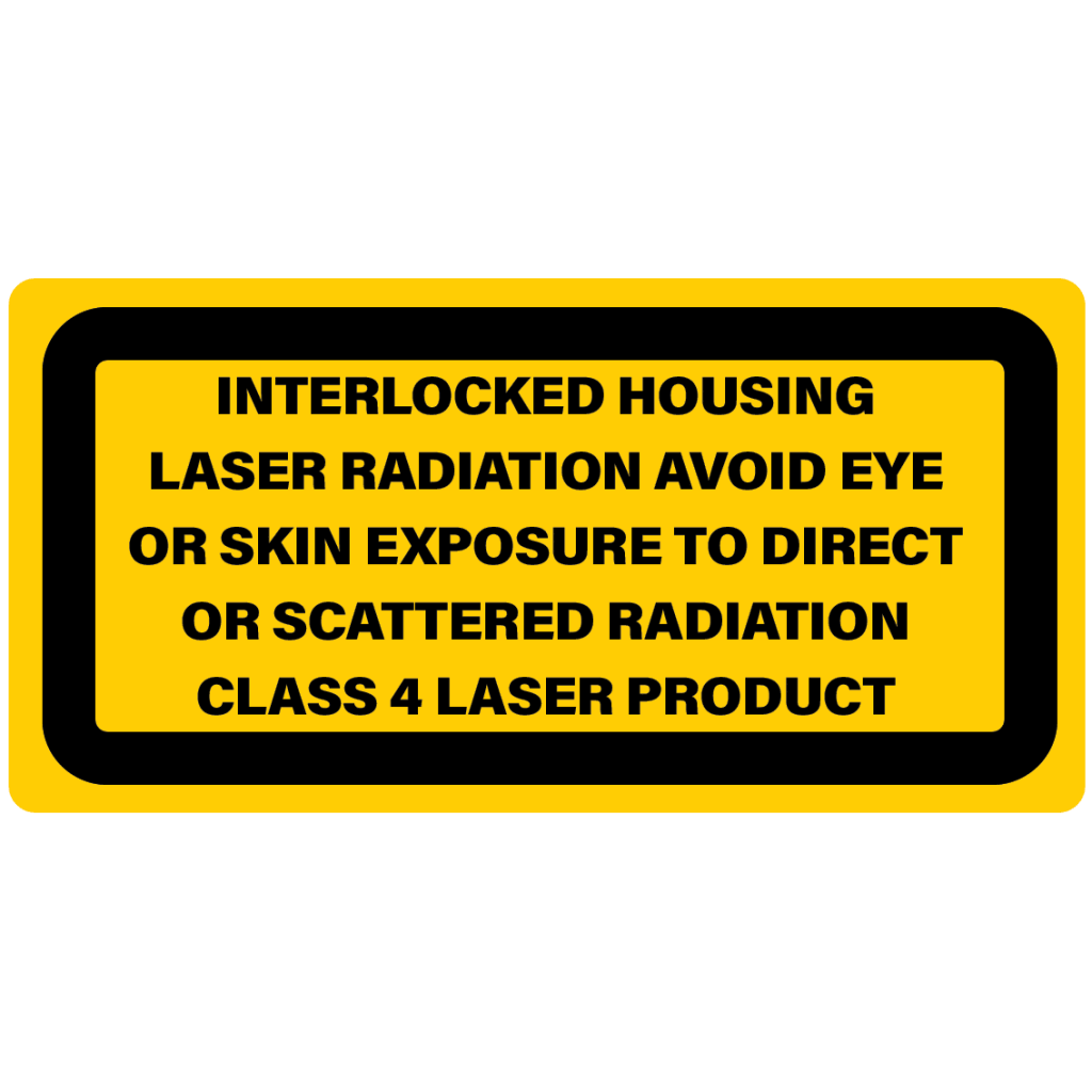 Interlocked housing warning label