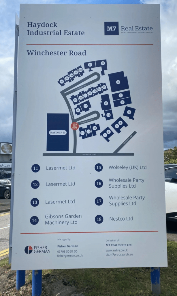 Map highlighting the location of Lasermet’s headquarters on Winchester Road, United Kingdom