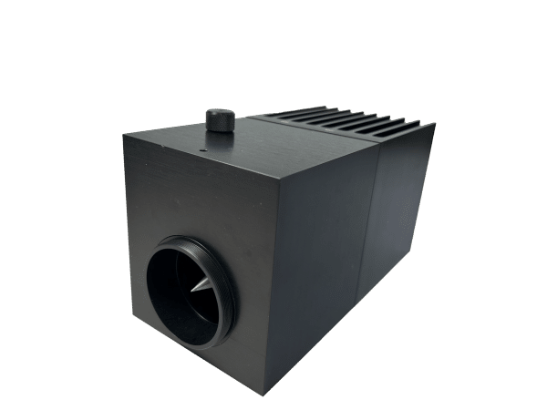 High power beam dump dissipates laser beam energy with 45 mm beam aperture.