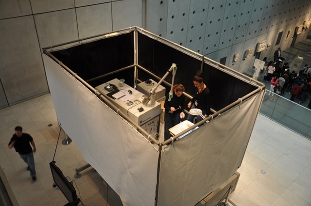 The platform is surrounded by protective curtains from Lasermet to block any laser beams