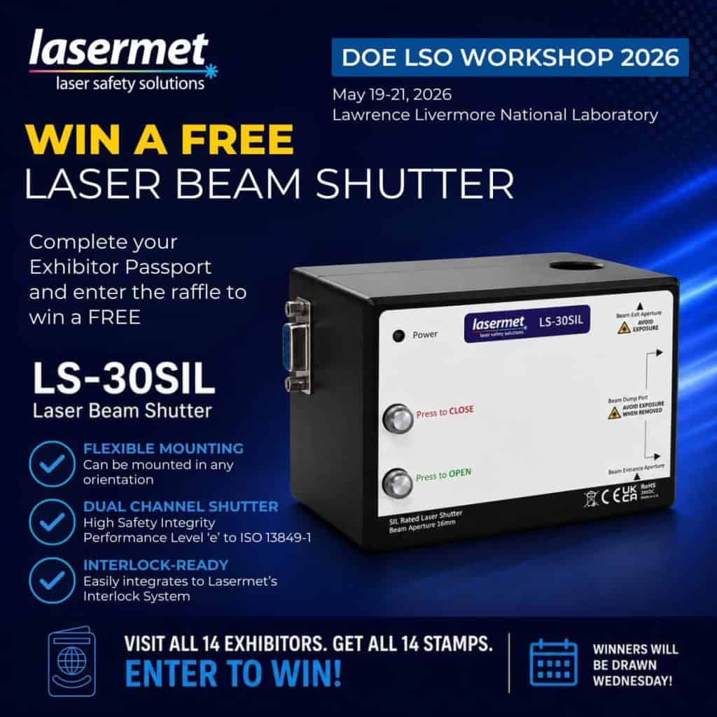 Win a laser beam shutter at DOE LSO Workshop at Lawrence Livermore National Laboratory 2026
