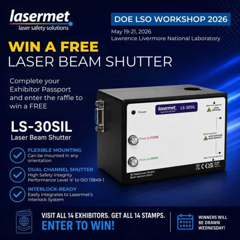 Win a laser beam shutter at DOE LSO Workshop at Lawrence Livermore National Laboratory 2026