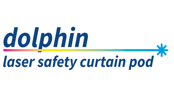 Lasermet Dolphin Laser Safety Curtain Pod Logo Dolphin Laser Safety Curtain Pod by Lasermet Logo