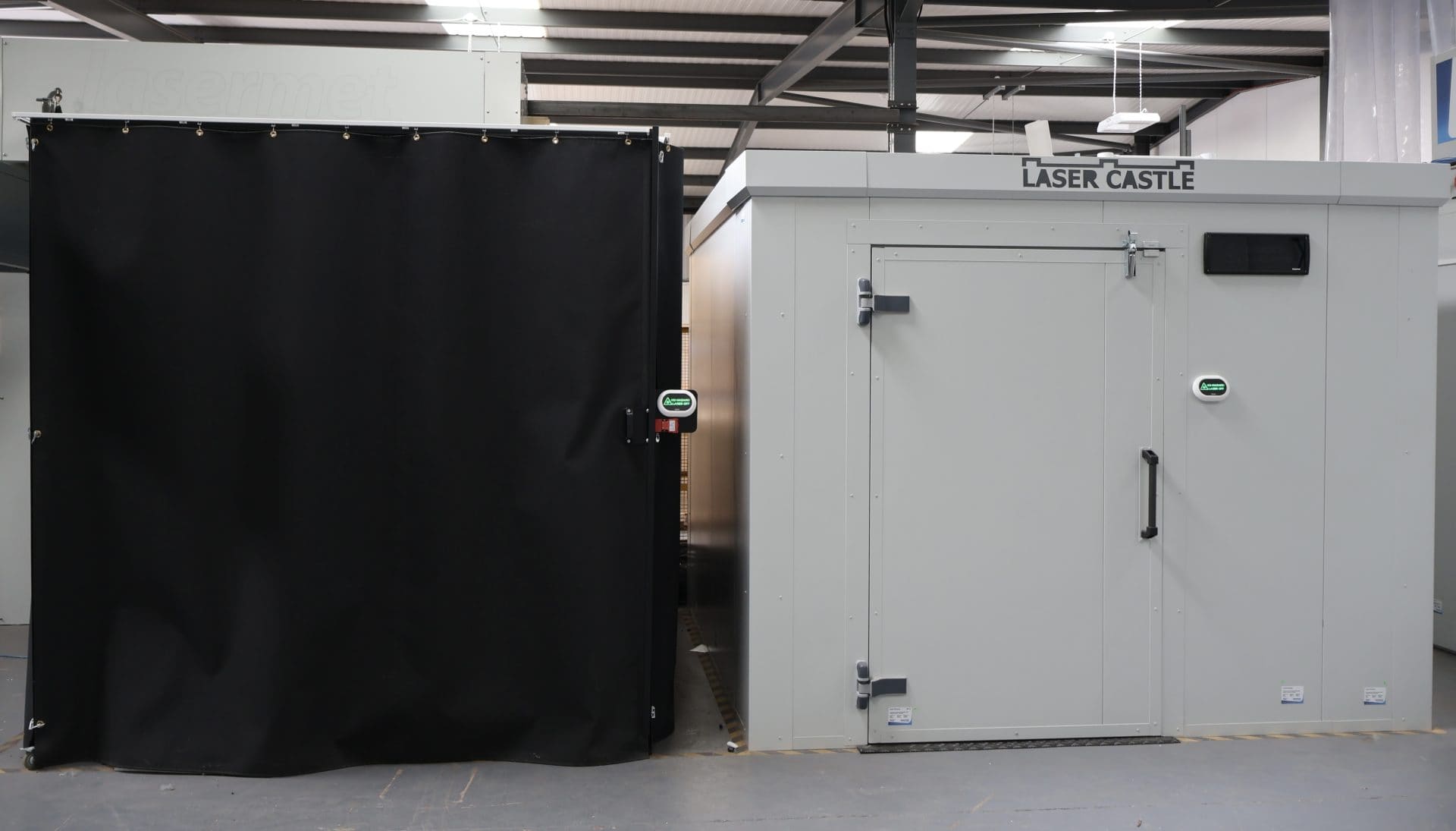 Laser Safety Curtain Pod with Laser Enclosure at Lasermet Haydock Manufacturing Facility 1