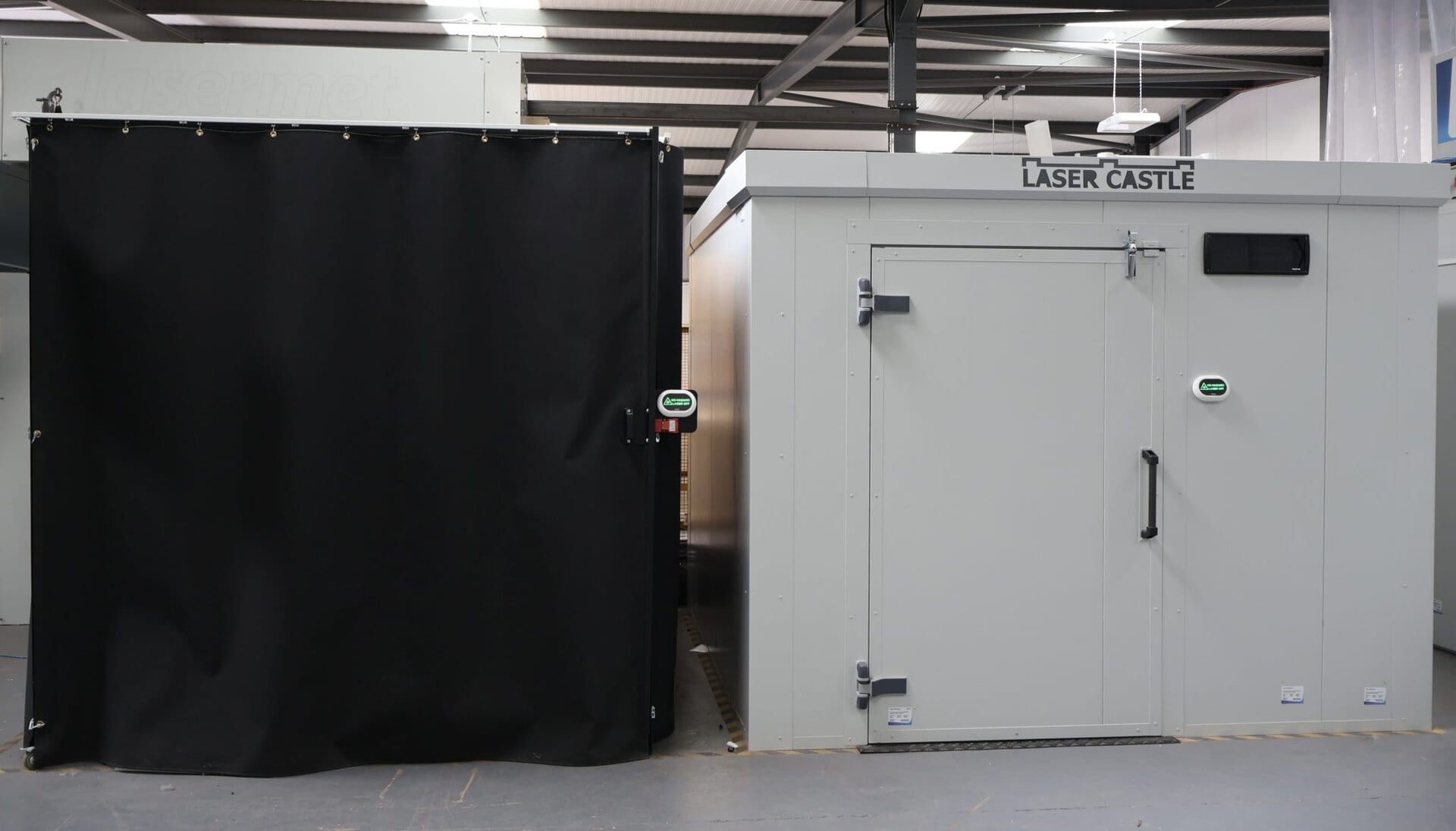 Laser Safety Curtain Pod with Laser Enclosure at Lasermet Haydock Manufacturing Facility 1