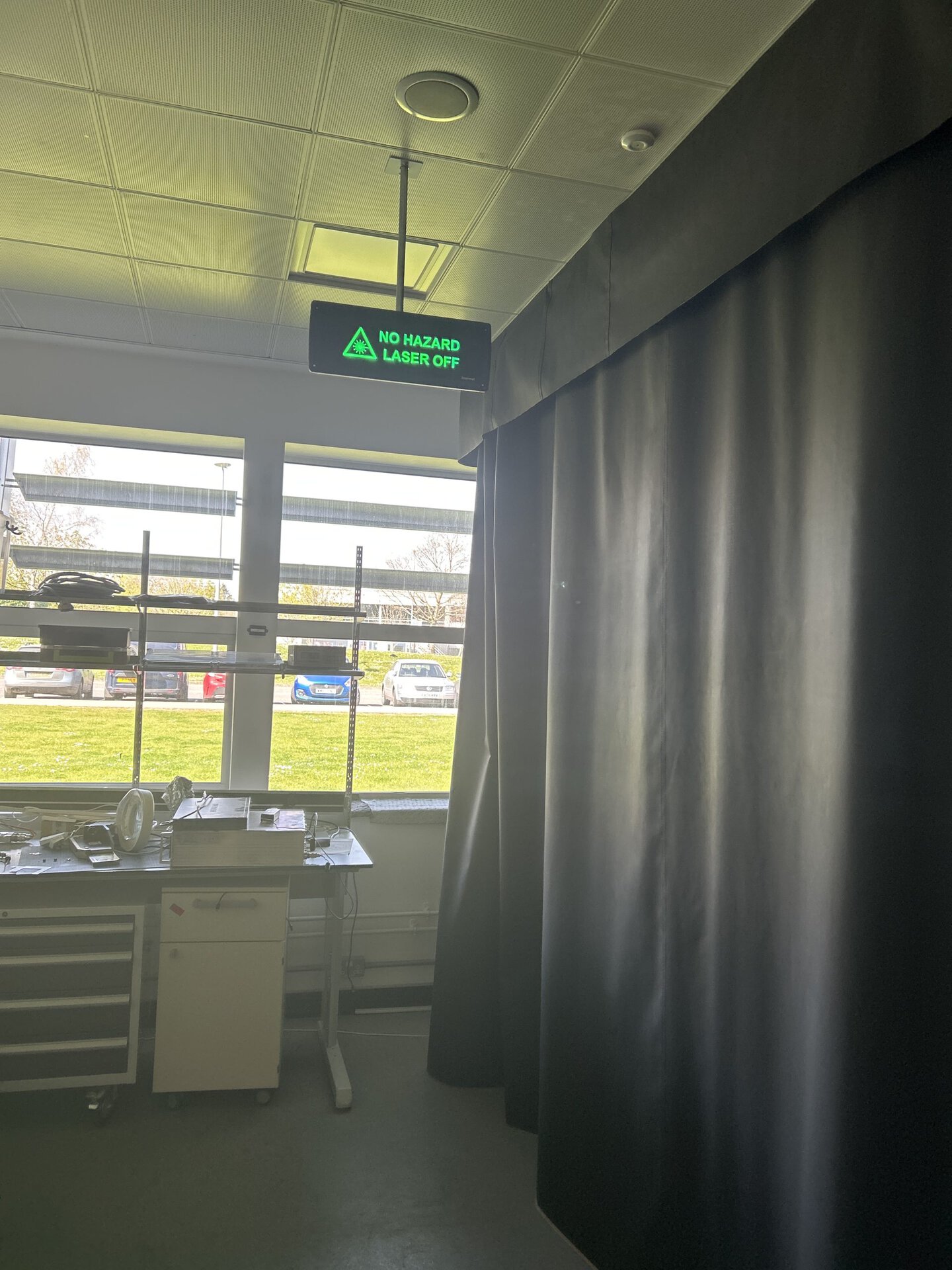 Lasermet Laser Safe Curtains with Sign