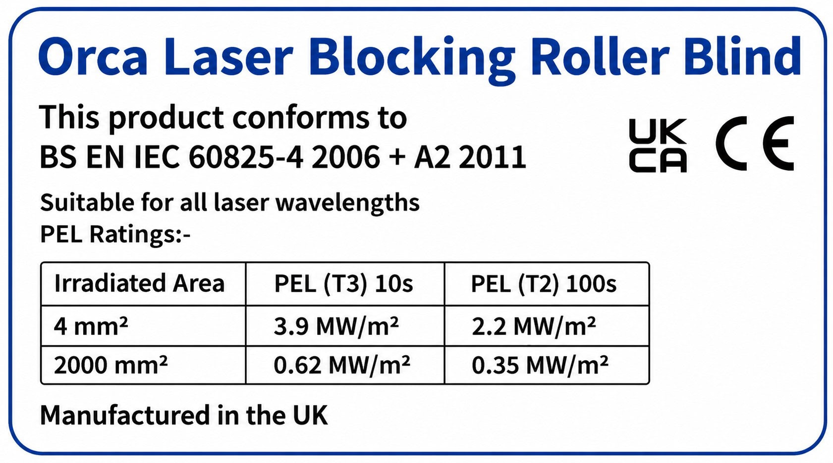 Lasermet Orca Laser Blocking Blinds Specification