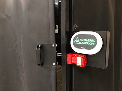 laser safety curtain pod with LED Dolphin laser safety curtain pod with LED warning sign