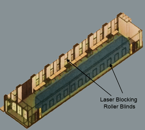 Swansea University Fume Lab equipped with Laser Blocking Roller Blinds