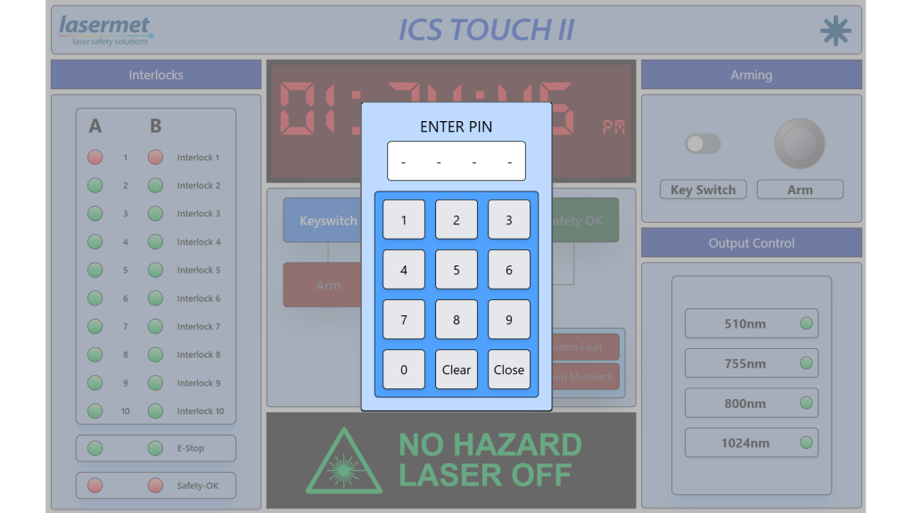 ENTER PIN by Lasermet Laser Safety Solutions