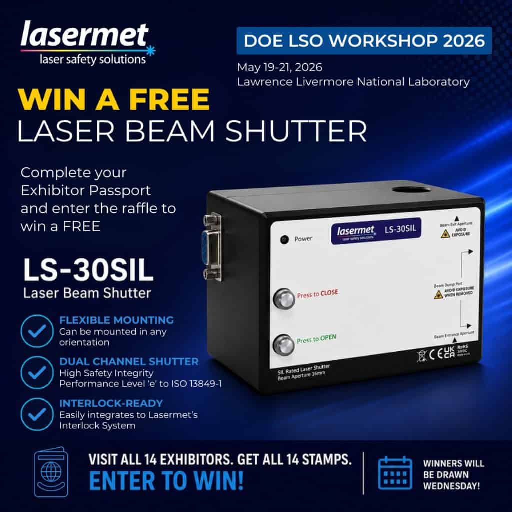 Win a laser beam shutter at DOE LSO Workshop at Lawrence Livermore National Laboratory 2026