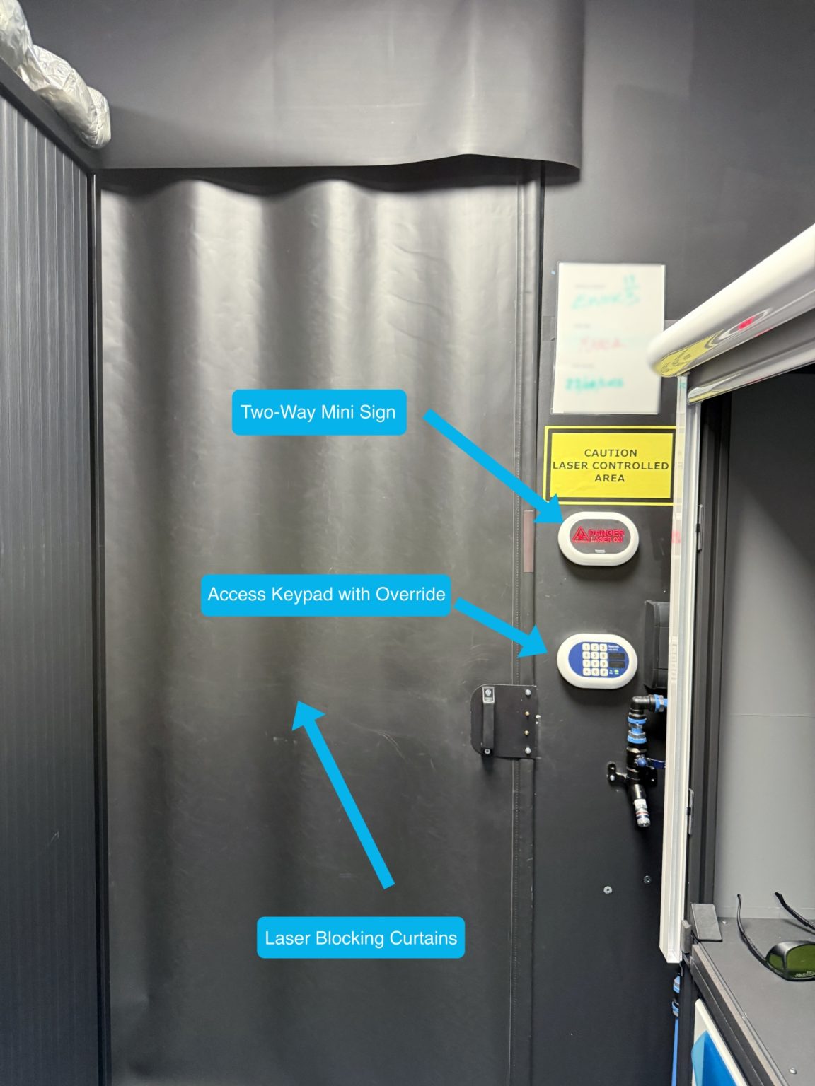 Lasermet STMicroelectronics Curtains with Mini Sign and Keypad