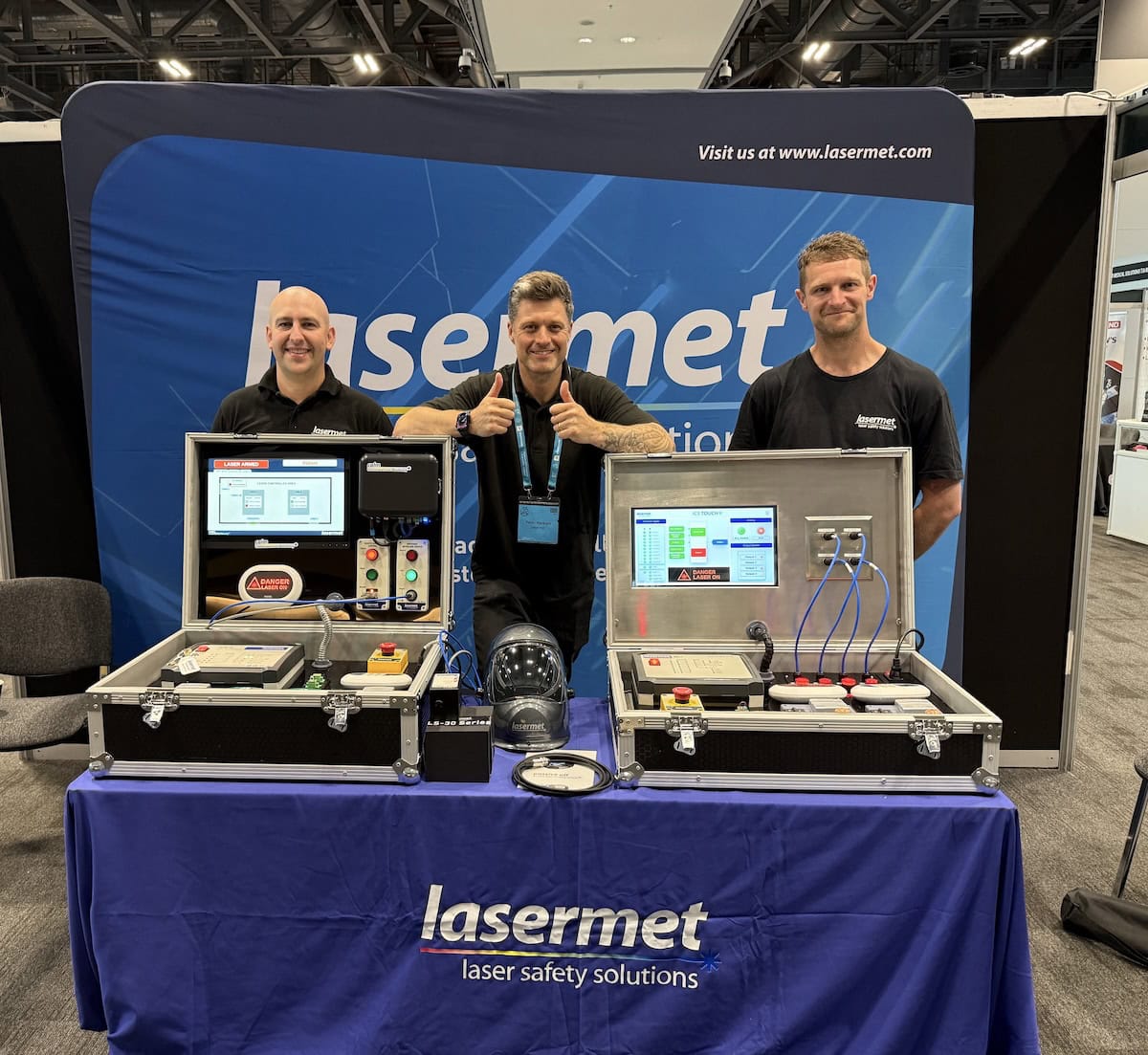 Lasermet Team in front of demo kits03 by Lasermet Laser Safety Solutions